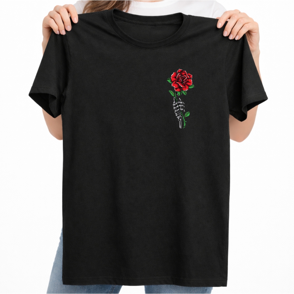Camiseta Masculina Estampada Preta Básica Unissex Confortável Estilo Urbano