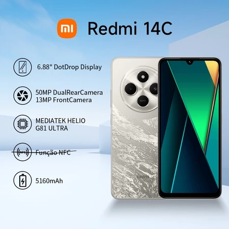 Redmi 14C 4G 6.88 256GB 120Hz 50MP 13MP 5160mAh Android 14 Novo Versão Global