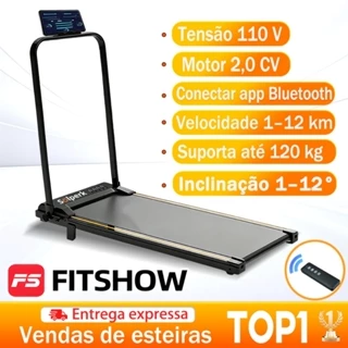 Esteira Elétrica Doméstica 2.0HP Dobrável Silenciosa Bluetooth 12km/h Suporta 120kg, Ergométrica para Casa em Oferta na Shopee