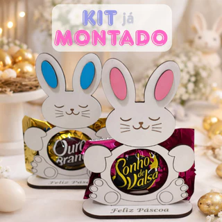Kit Lembrancinha Páscoa Porta Bombom Coelho MDF Decoração De Mesa Presente Elegante colorido montado em Oferta na Shopee