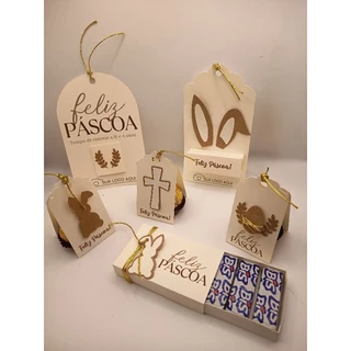Kit 10 Lembrancinhas de Páscoa Personalizadas com Chocolate Bis Ferrero Rocher Baton e cacau show lá creme em Oferta na Shopee