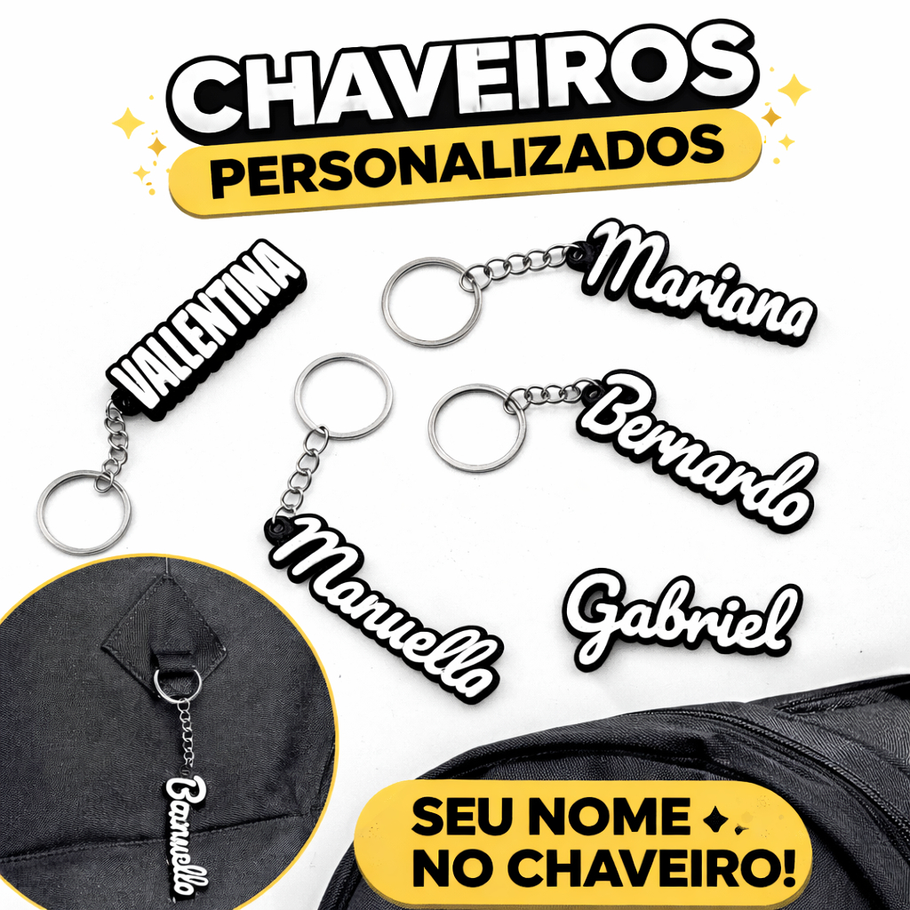 Chaveiros Personalizado com Nome – Impressão 3D Exclusiva