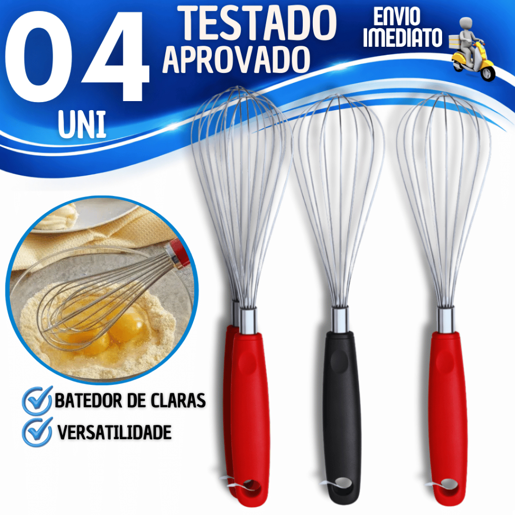 Batedor Claras Fouet Inox Profissional 29,3cm Creme Clara Ch