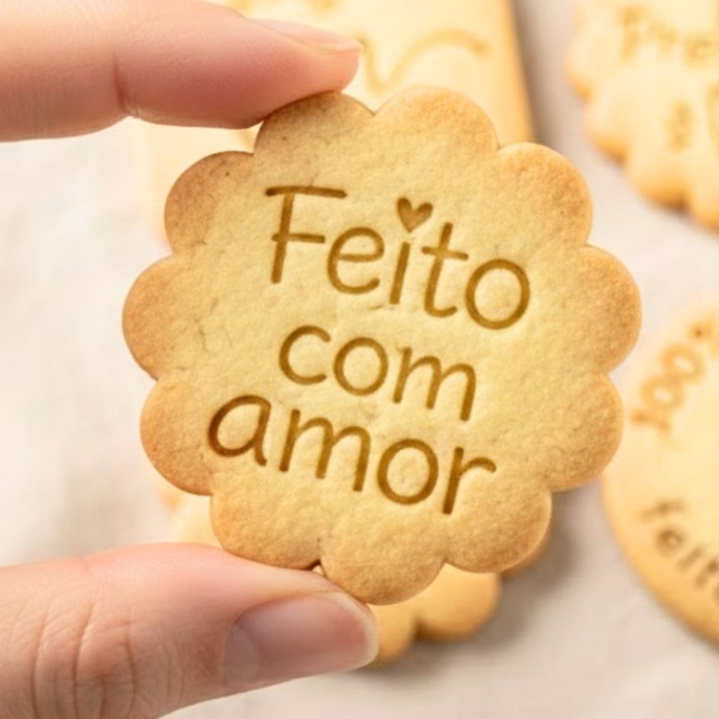 Carimbo + Cortador de Biscoito Feito com amor escalope