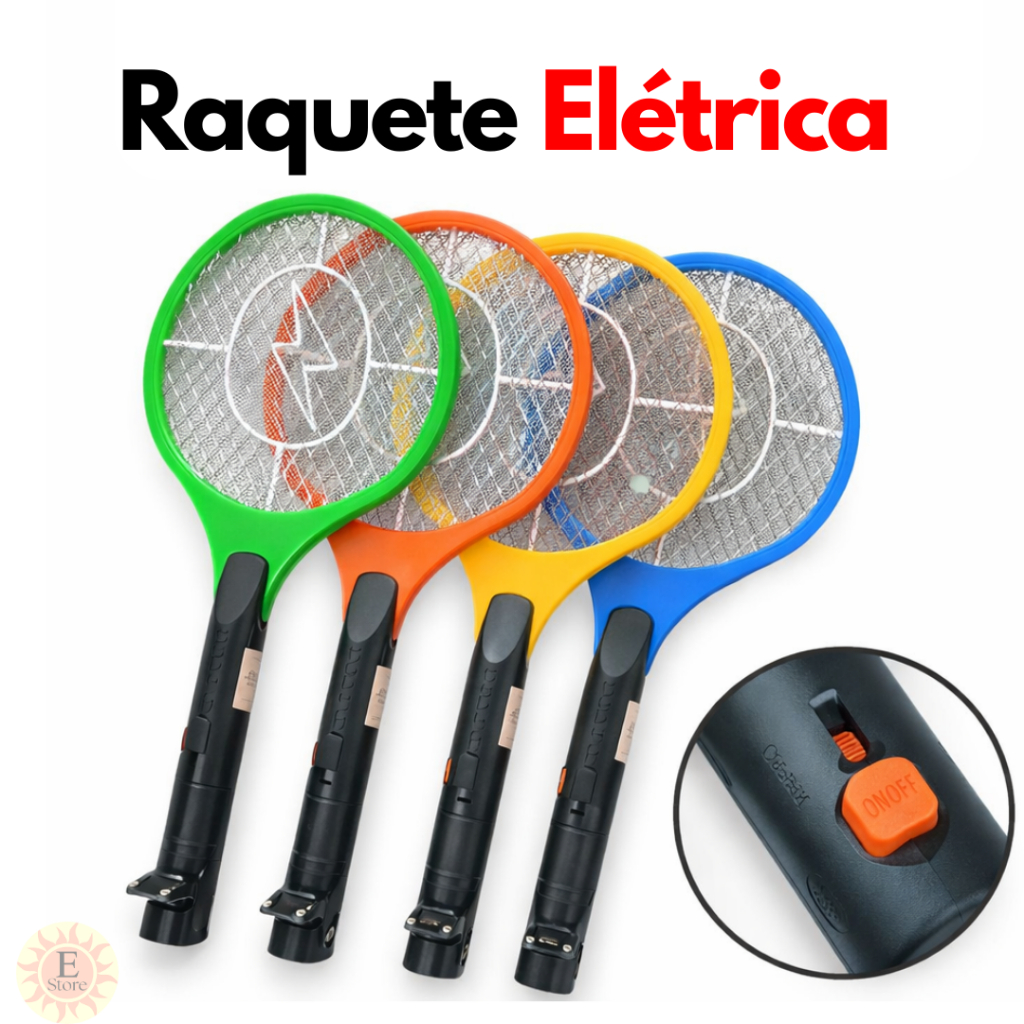 Raquete Elétrica Mata Mosquitos Bivolt Recarregável Alta Potência ...