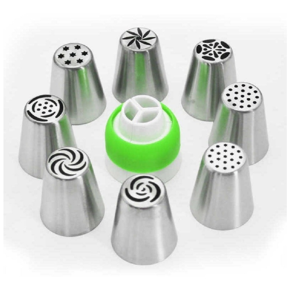Kit 8 Bicos Decorar + Bisnaga 3 Sacos Confeitar Bolo Cupcake