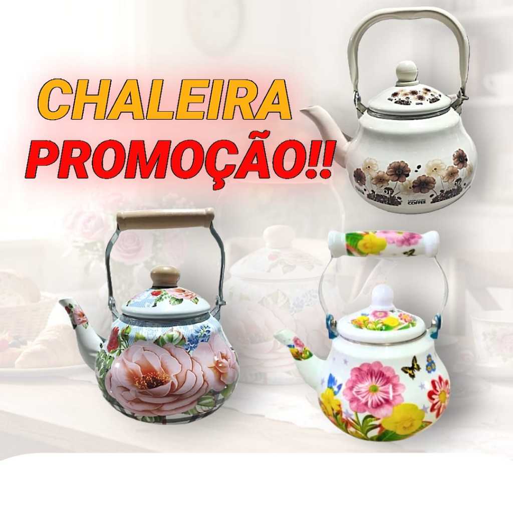 Chaleira Jarra Bule 1,5 e 1,3 litros Inox Esmaltada Alça Tér