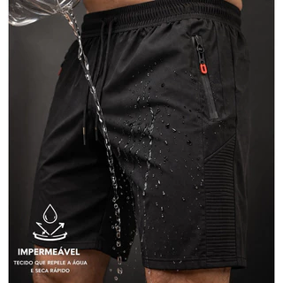 KIT 3 Bermuda masculina academia Tactel com elastano bolso com ziper shorts academia alta qualidade