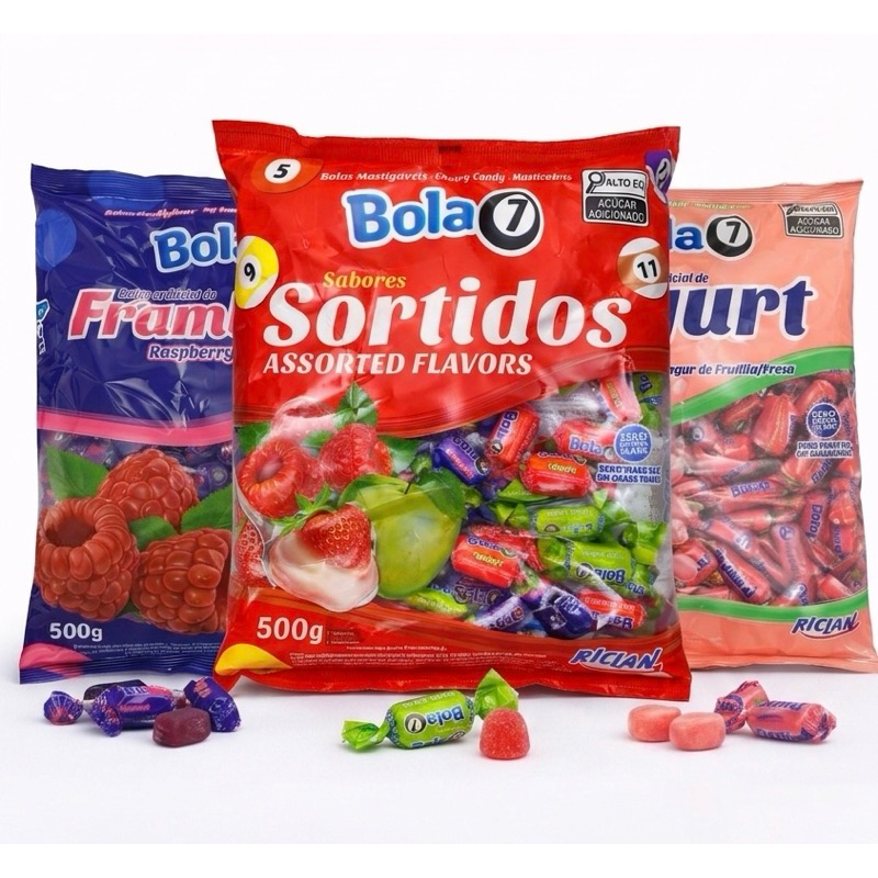 🍬 Bala Mastigável Bola 7 Riclan 500g - Escolha seu Sabor: Yogurt ...