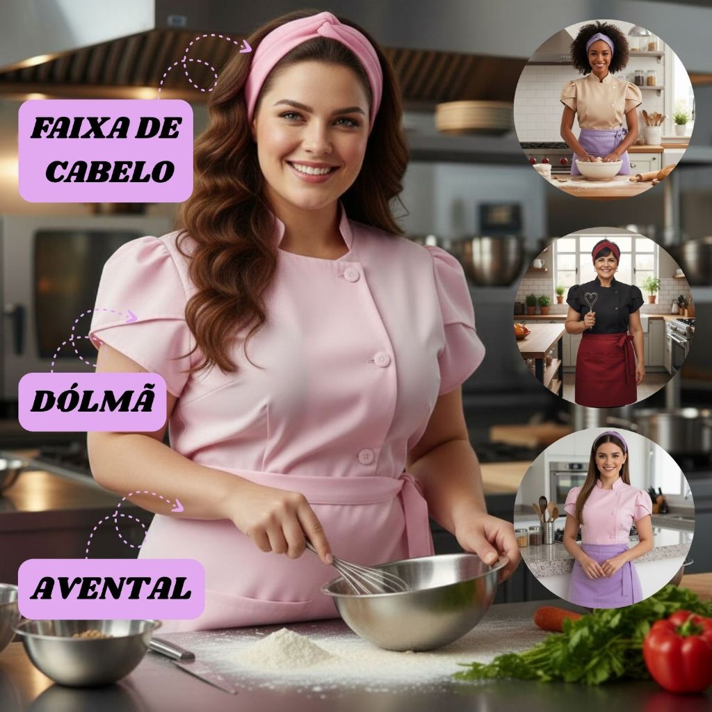 Dolma Feminino Confeiteira Uniforme Profissional OXFORD Mang