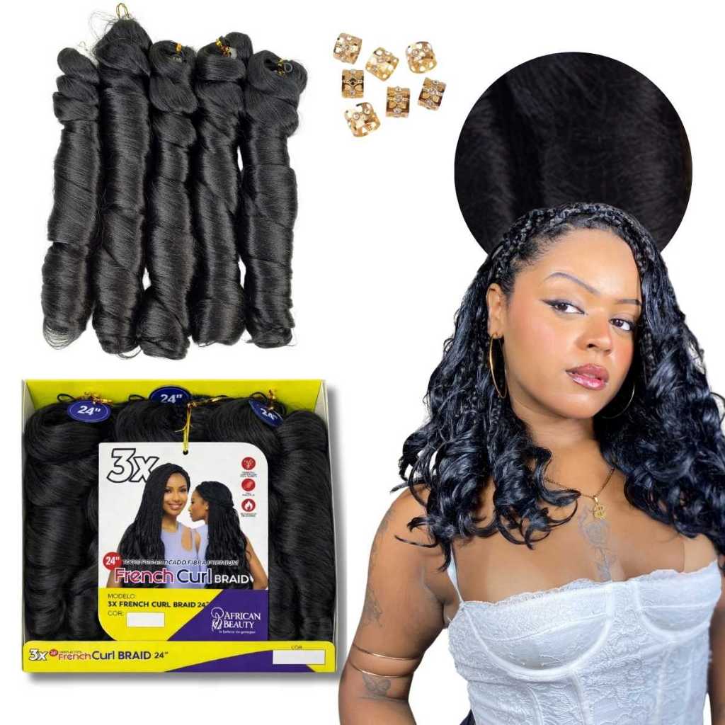 Cabelo French Curl Caixa 3x Cacheado 60cm African Beauty | Shopee