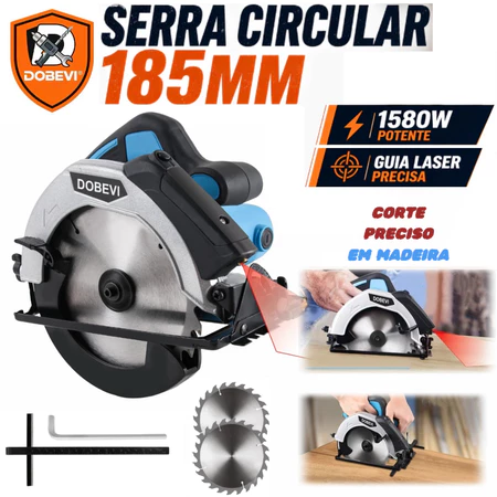110v 220v Serra Circular Profissional 1580w para Madeira com Guia Laser E Disco Dobevi