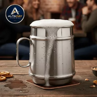 Canecão de Chopp 1 Litro | Alumínio Resistente | Ideal para Festa e Bar