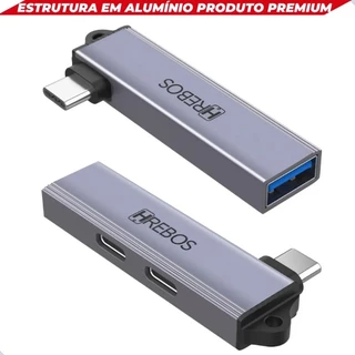 Adaptador Otg Hub 3 In 1 Duplo Usb Tipo C E 1 Usb 3.0