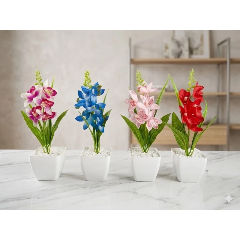 Kit Com 4 Vasos De Flores Artificiais Decorativas