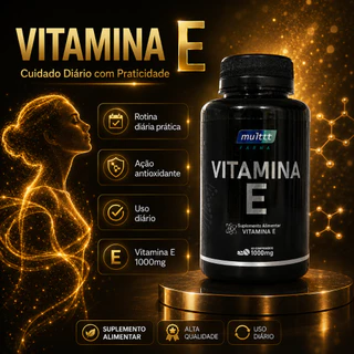 Vitamina E 1000mg 60 Comprimidos Suplemento Alimentar Antioxidante Pele Cabelos e Bem-Estar Diário
