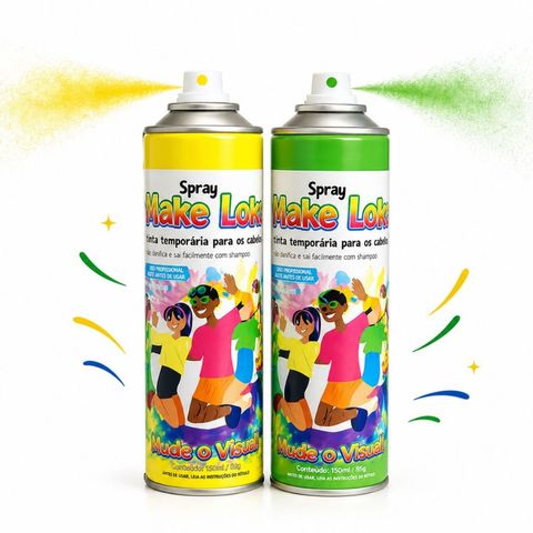 Kit Spray Temporário Verde e Amarelo Para Cabelo Copa Do Mundo Make Loko Futebol Brasil — foto 1 — Achou Levou Brasil