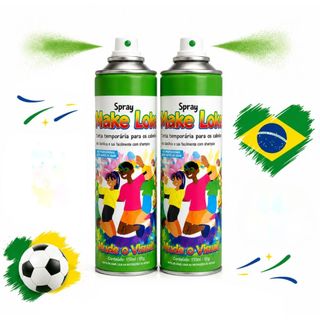 Kit Spray Temporário Verde e Amarelo Para Cabelo Copa Do Mundo Make Loko Futebol Brasil — foto 2 — Achou Levou Brasil