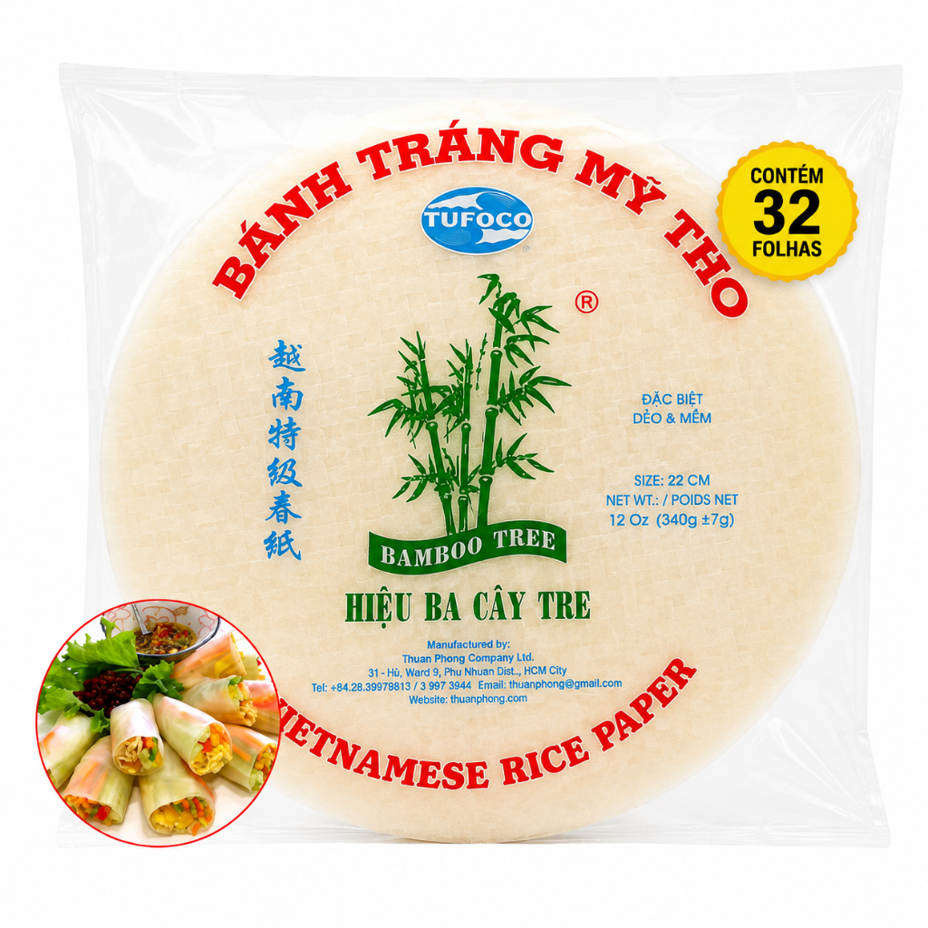 Folha de Arroz Vietnamita 22cm - 340g Papel de arroz Harumak