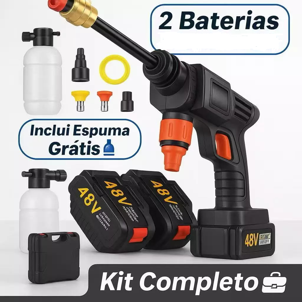 Lava Jato de Alta Pressão Pistola Portátil 48V Com 2 Bateria Lavadora ...
