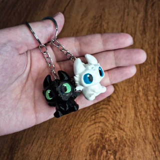 Par Chaveiro Casal Dragão Estilo Chibi Fofo Furia da Luz e da Noite (2 Unidades) | 3D