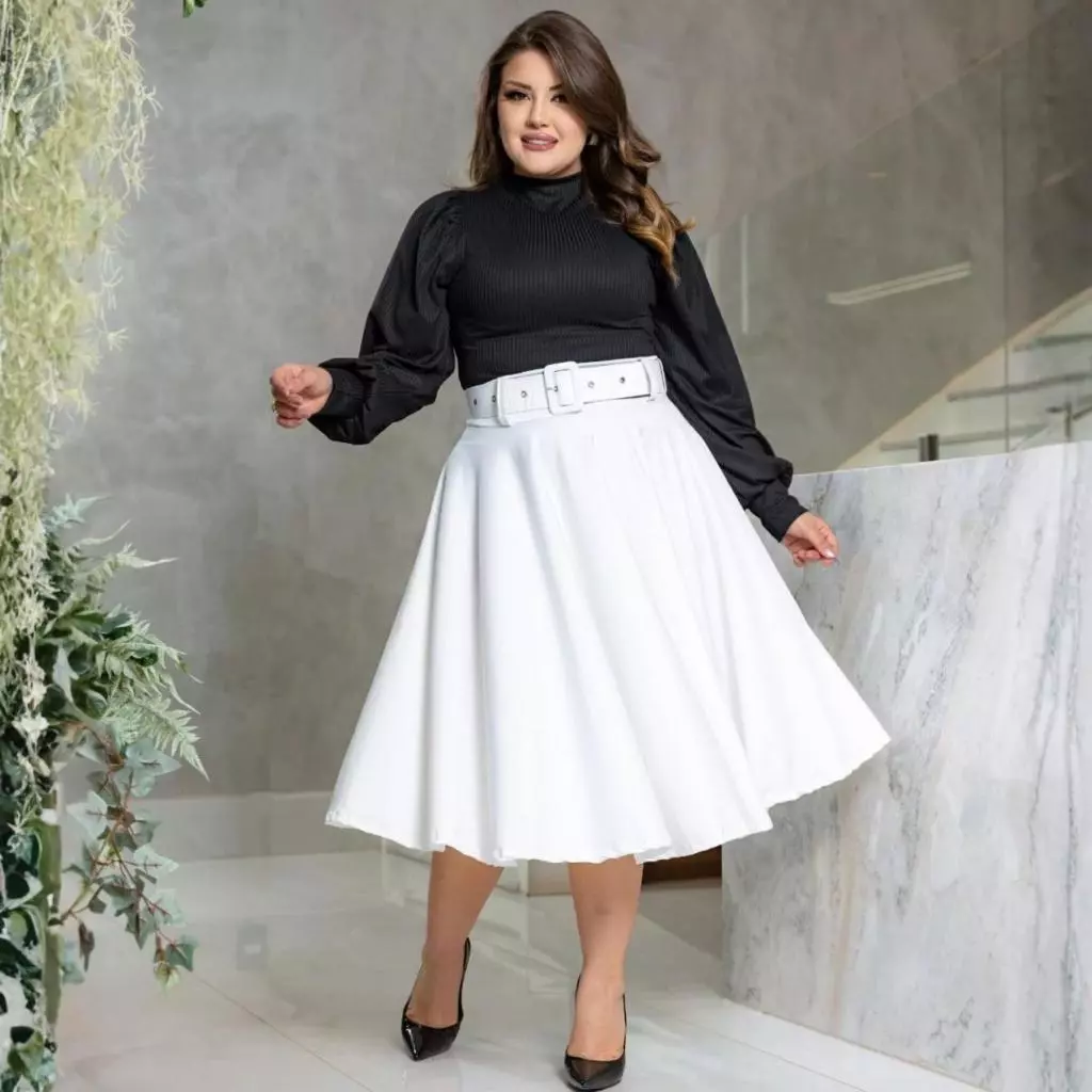 SAIA MIDI ACOMPANHA CINTO MODA MODESTA CAIMENTO MARAVILHOSO PROMOÇÃO COM CINTO
