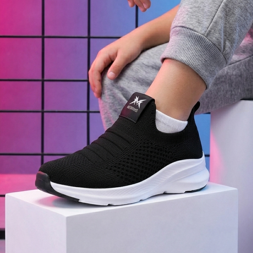 Tênis Infantil Calce Fácil Meia Merks Move Kids Leve Slip On Respirável ...