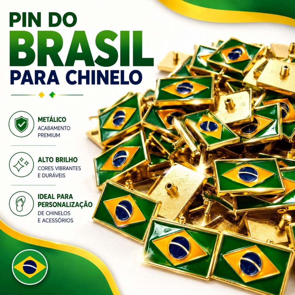 Pin | Pingente | Bandeira do Brasil | Metal - para Chinelos | Shopee Brasil