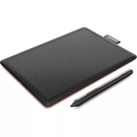 Mesa Digitalizadora One By Wacom CTL472, Pequena, Pen LP-190K, Preto e Vermelho