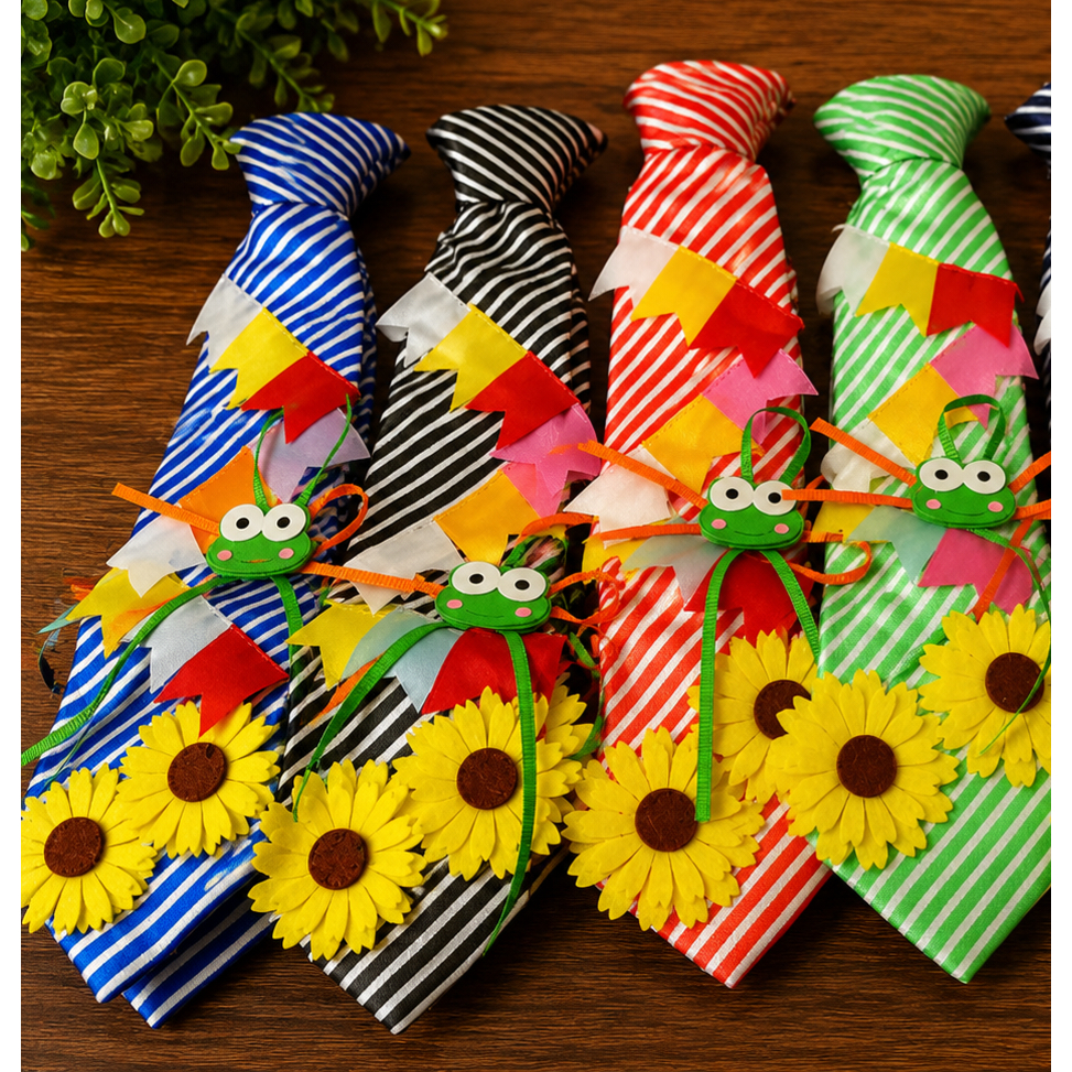 Gravata Festa Junina Infantil Decorada com Gira-sol e Sapinho | Shopee ...