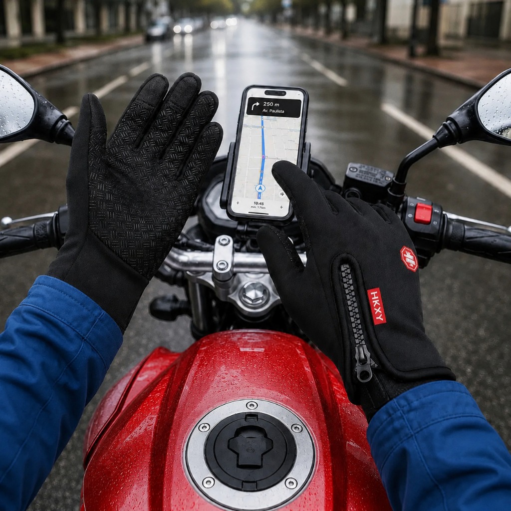 LUVA MOTQUEIRO TÉRMICA TOUCH FRIO CHUVA INVERNO MOTOCICLISTA