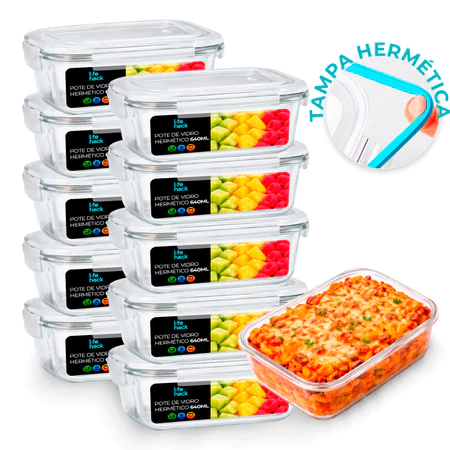 Conjunto 2 3 5 10 Potes 370 640 1040ml Vidro Hermético Mantimentos Marmita Fitness