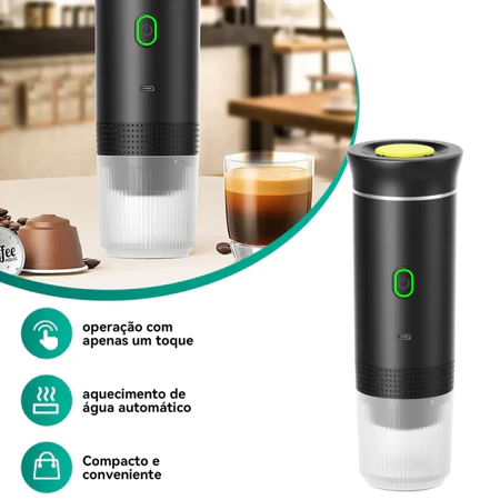 Cafeteira Espresso Portátil Recarregável Aquecimento 200s Extração 30s Prepara 3 5 Xícaras Viagem