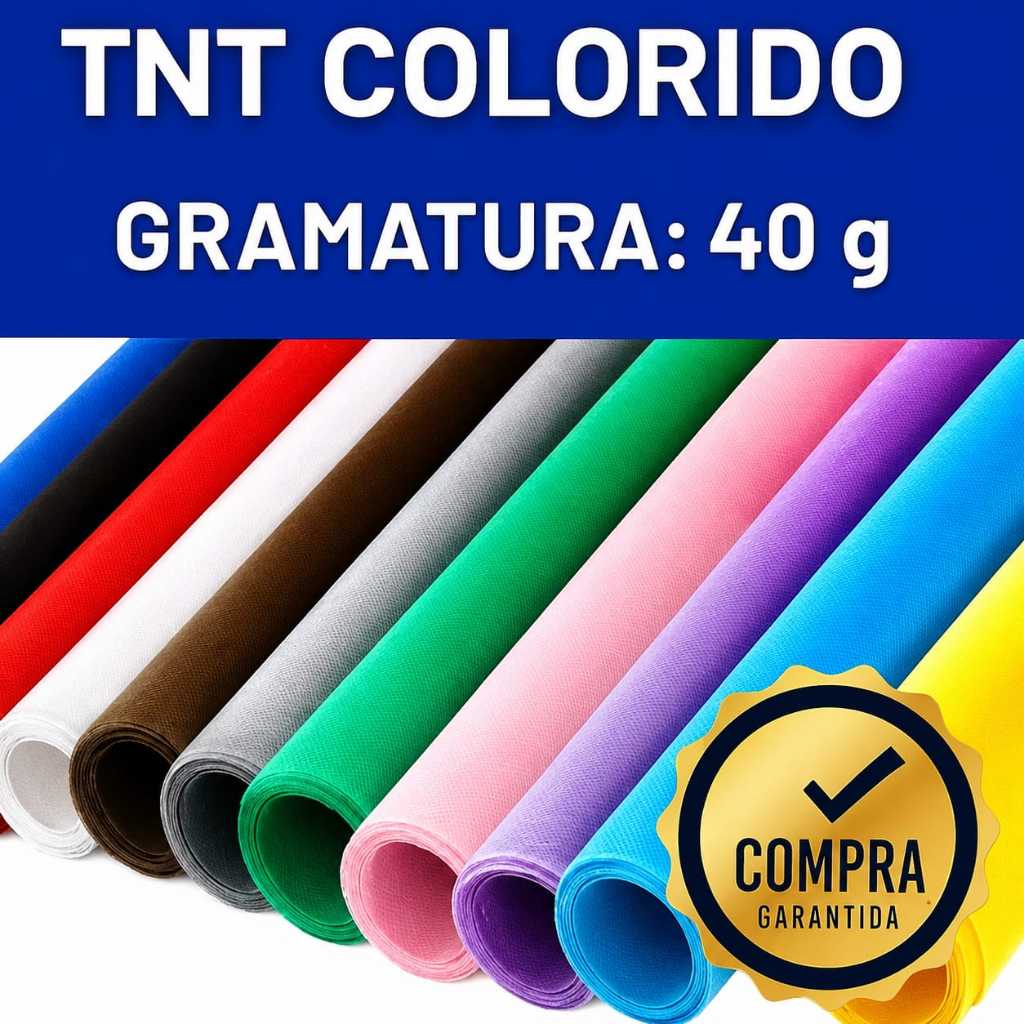 TNT Colorido 40g Festa Decoração -1,2, 3 ou 5 Metros (Escolha a