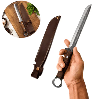 Faca Churrasco Profissional Lâmina Inox 22,5cm Cabo Madeira SLKLAF64