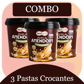 Kit 3 Pasta de Amendoim Crocante Zero Açúcar Sem Glúten 3KG Sabor Inigualável