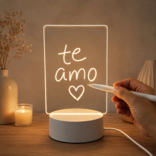 Luminária 3D de escrever tipo lousa acrílico com caneta presente dias das mãe namorados e ocasiões especiais