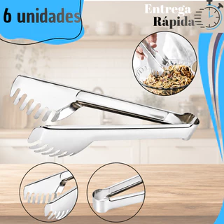 Kit 6 Pegadores Macarrão Inox Premium Profissional Buffet Restaurante Servir Massas Espaguete Cozinha Italiana Bistro