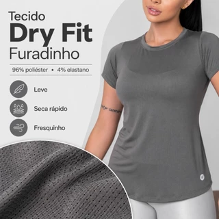 Kit 3 Blusa Feminina Academia Camiseta Dry Fit Furadinha Musculação Treino Caminhada Corrida Fitness