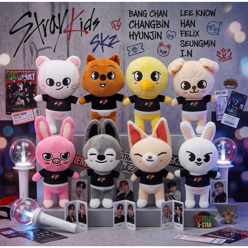 Skzoo Pelucia Mascotes do Stray Kids Adoráveis e Antialérgico Kpop
