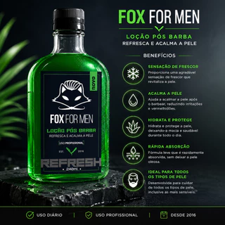 Kit Barba Shaving Gel 500g + Loção Pós Barba Calmante 240g - Fox For Men
