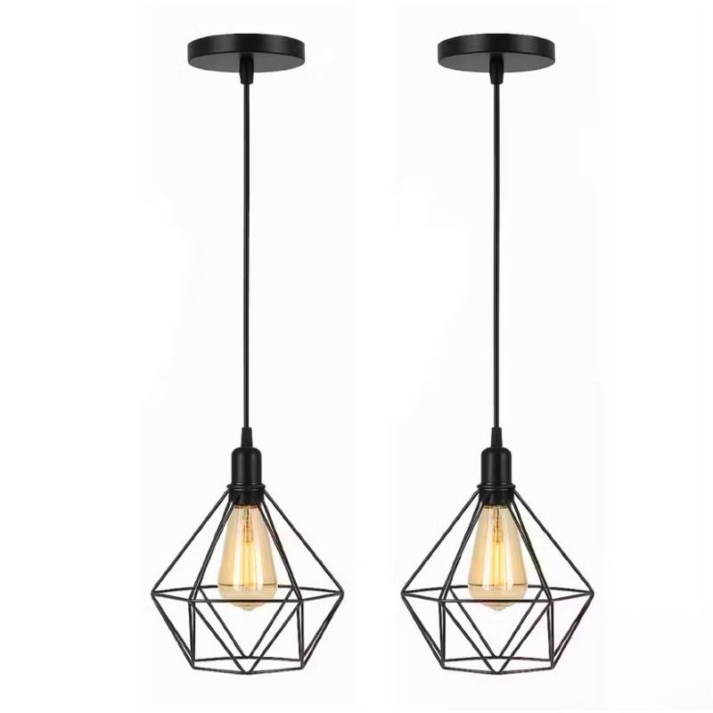 Kit 2 Pendente Lustre Luminária Aramado Diamante preto