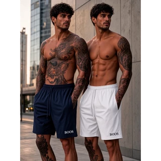 Kit 2 Shorts Bermuda Tactel Estampado "Bos Básico" Masculino Secagem Rápida e Leve Envio Imediato