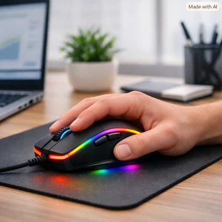 Mouse Gamer, Rainbow, 2400DPI, 3 Botoes, Preto