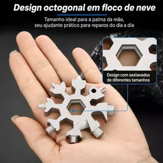 Mini Chave Multifuncional 18 Funções em 1 Floco de Neve Ferramenta Portátil para Reparos Camping e Uso Diário