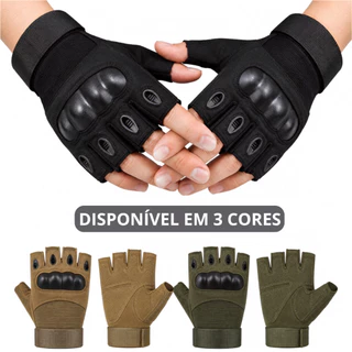 Kit 1 ou 2 Pares Luva Tática Meio Dedo Moto Ciclismo Motocross Escalada Camping Proteção