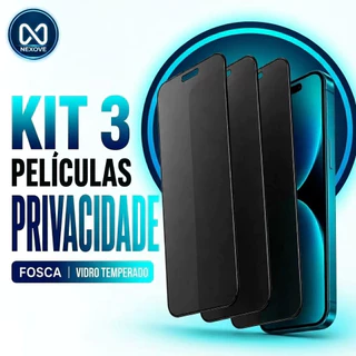 Kit 3 Película de Vidro Temperado 3D Anti‑Espião Privacidade para iPhone X XR 11 12 13 14 15 16 17 Pro Max