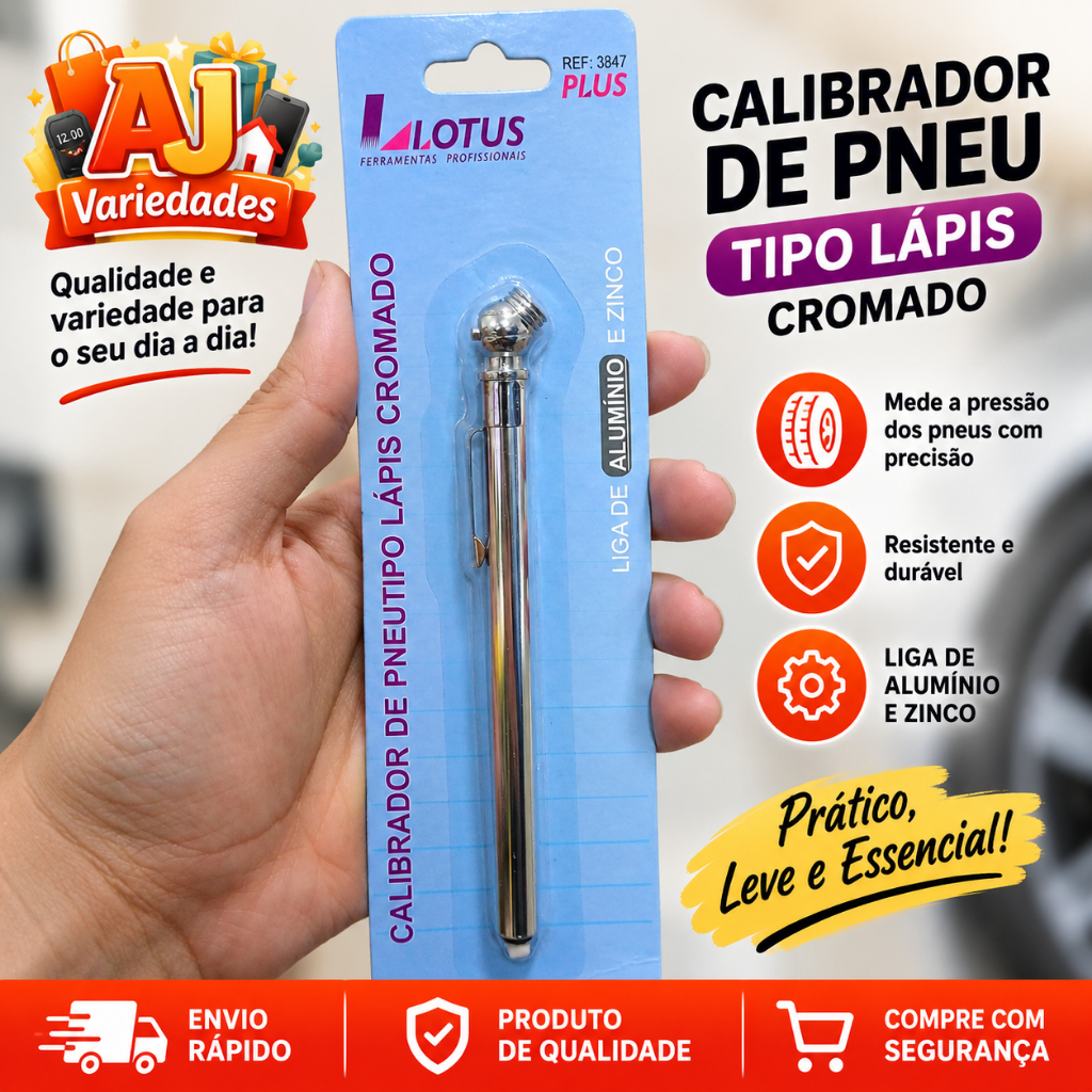 Calibrador Medidor De Pressão De Pneus Tipo Caneta Moto Carro Bicicleta