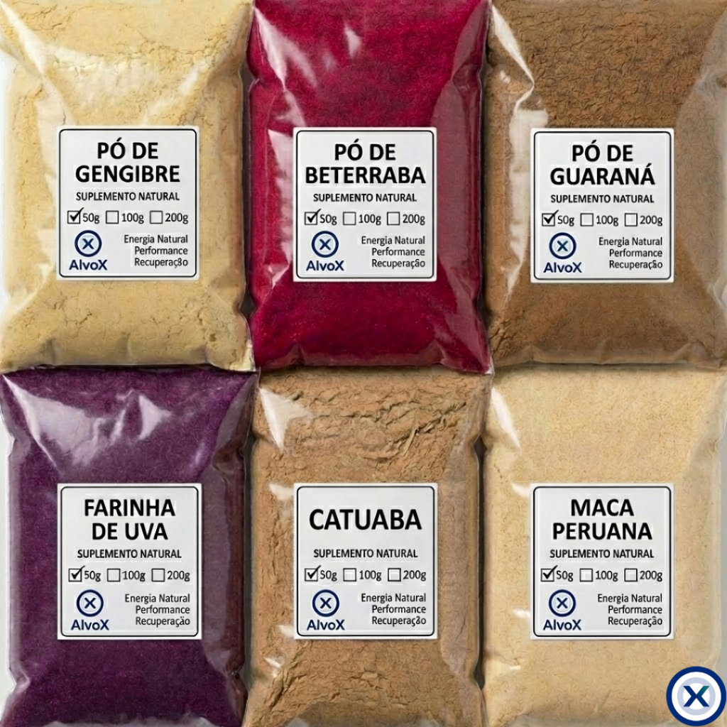 Kit Super Energético Pré Treino Natural em pó Beterraba Uva Guaraná Gengibre