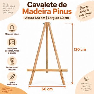 Cavalete Madeira Pinus 120x60 cm para Quadro Tela Placa Festa Casamento ...